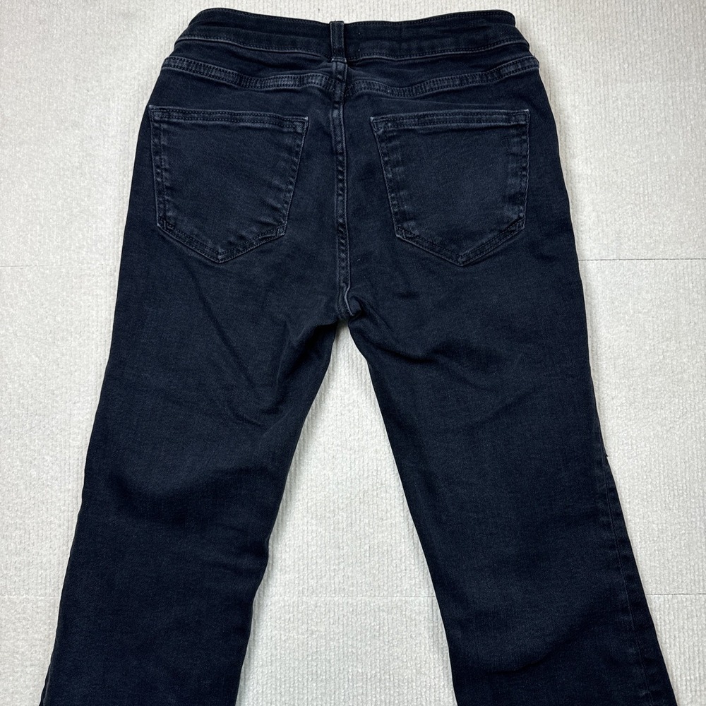Anthropology Pilcro 25P The Yaya Mid-Rise Straight Jeans Black Denim Raw Hem - Picture 5 of 5
